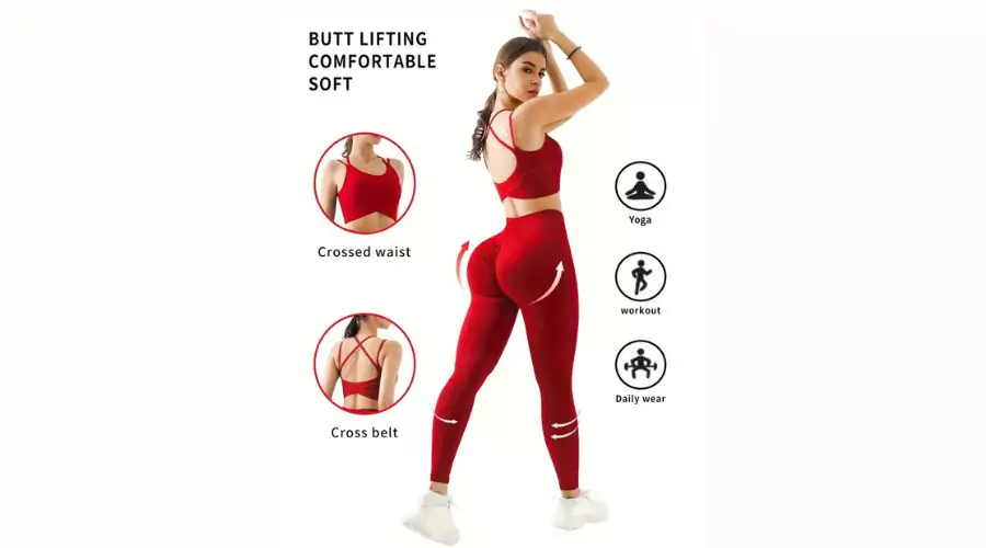 71% OFF on 2PCS Womens Solid Color Gym Outfit 