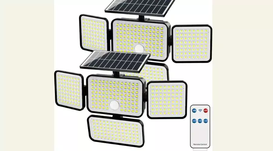 JACKYLED 4 Heads Motion Sensor Lights Solar Outdoor Lights 