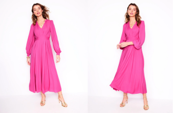 Pleat Detail Blouson Dress