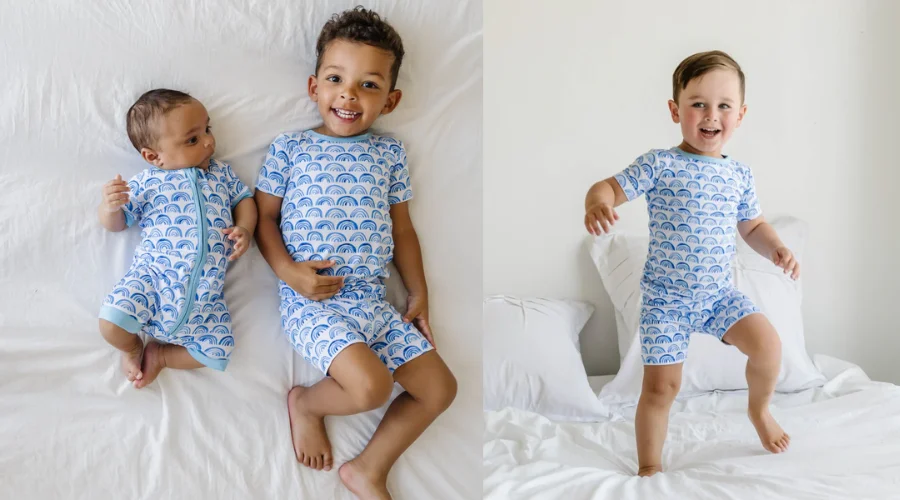 Blue Rainbows Two-Piece Short Sleeve & Shorts Pajama Set