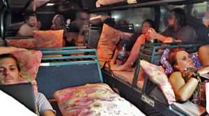 sleeping on an overnight bus