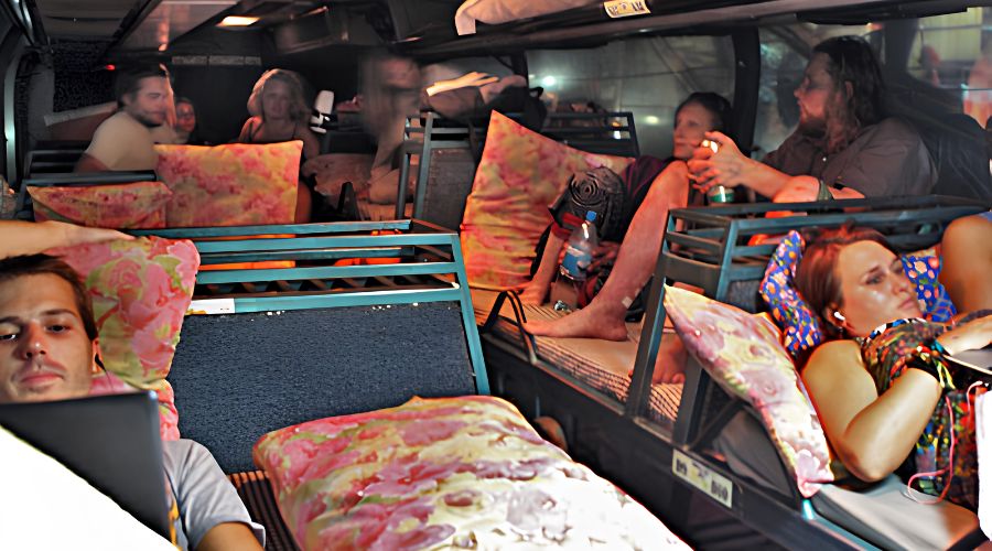 sleeping on an overnight bus