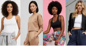 Woman wearing a stylish Fabletics athleisure outfit for yoga and everyday errands