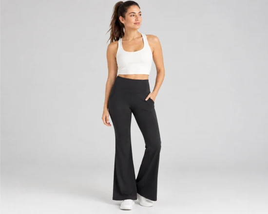 Fabletics PureLuxe Kick Flare Pant styled for comfortable and versatile athleisure outfits