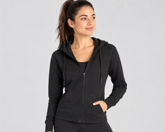Fabletics On-The-Go Zip Hoodie styled as a versatile layering piece for workouts and everyday athleisure outfits